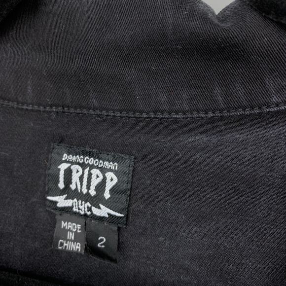 Tripp Jacket Womens 2 Apx US L Zip Front Black Zipper Detail Cropped 3/4 Sleeve - Picture 5 of 6
